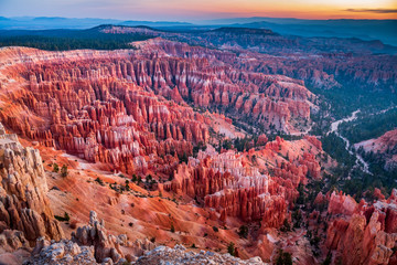 Southwest usa Bryce Canyon National Park (a rocky town of red-rose towers and needles in a closed amphitheater)