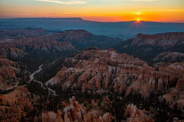 Southwest usa Bryce Canyon National Park (a rocky town of red-rose towers and needles in a closed amphitheater)