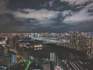 Fototapeta na wymiar Beautiful Aerial Night View of Tokyo