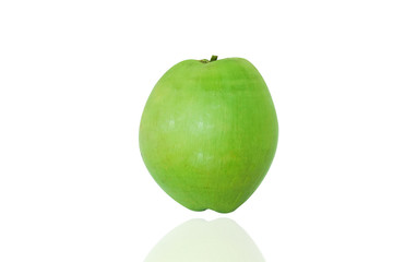 Green coconut on the white background .