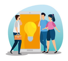 scene of coworking with people in workplace vector illustration design