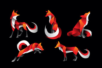 pack of fox logo icon illustration vector