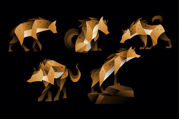 pack of hyena illustration logo icon vector - obrazy, fototapety, plakaty