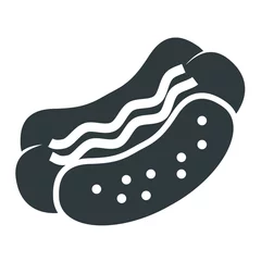 Outdoor-Kissen Hot Dog black icon on white background © skarin
