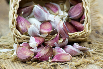 fresh garlic in a basket