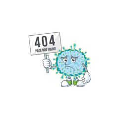 joyful cartoon character of coronavirus illness elevate a board