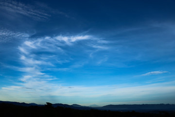 Fototapeta na wymiar Panorama of Blue sky with Mountains horizon