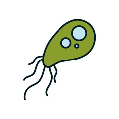 Isolated virus with legs line and fill style icon vector design