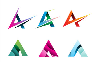 pack of gradient letter a logo icon collection