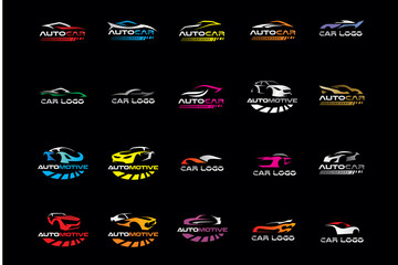 mega pack car wash logo icon collection