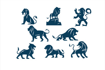 pack of silhouette lion vector. modern template illustration