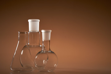 Chemical vessels. Glass flasks. Laboratory utensil.