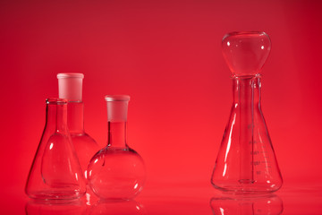 Chemical vessels. Glass flasks. Laboratory utensil.