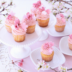 桜カップケーキ　お花見スイーツ　