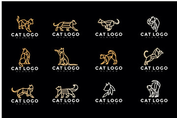 pack of geometric cat logo. icon template illustration