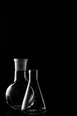 Glass flasks. Chemical flask. Chemical vessels. Glassware.
