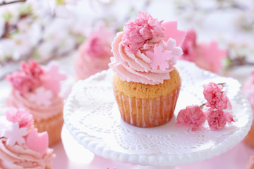 桜カップケーキ　お花見スイーツ　