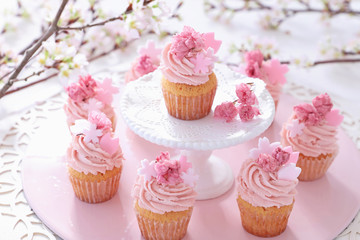 桜カップケーキ　お花見スイーツ　