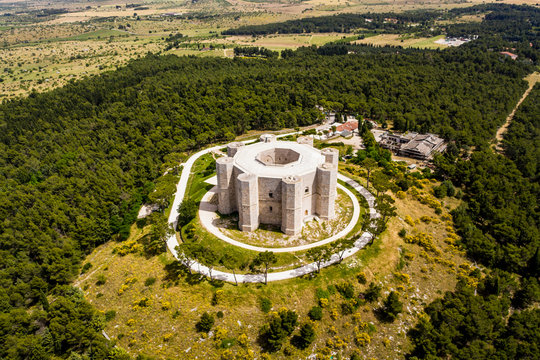Aerial view Castel del Monte, UNESCO World Heritage Site, Province of Barletta Andria Trani, Apulia, Italy