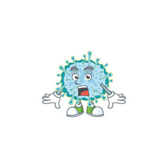 A mascot design of coronavirus illness making a surprised gesture