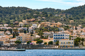 Fototapeta na wymiar Spetses island on Saronic gulf near Athens. Ideal travel destination for quiet vacations . Greece