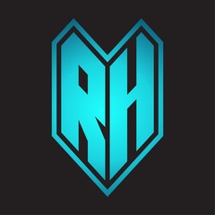 RH Logo monogram with emblem line style isolated on blue gradient colors