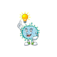 Coronavirus illness mascot character design with have an idea cute gesture
