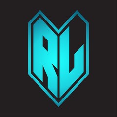 RL Logo monogram with emblem line style isolated on blue gradient colors