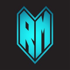 RM Logo monogram with emblem line style isolated on blue gradient colors