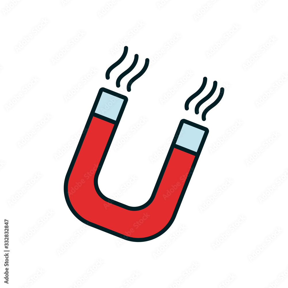 Poster isolated magnet line and fill style icon vector design