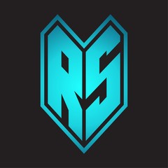 RS Logo monogram with emblem line style isolated on blue gradient colors