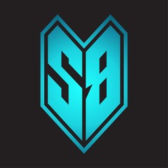 SB Logo monogram with emblem line style isolated on blue gradient colors