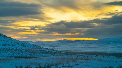 Cloudy sunset over the mountains