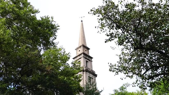 A Church Revealing Behind Trees
