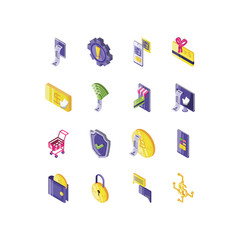 set of icons online payments on white background