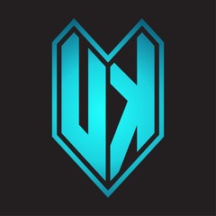 UK Logo monogram with emblem line style isolated on blue gradient colors