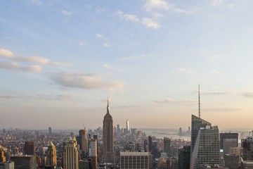 Fototapeta premium Beautiful aerial view of New York city skyline at daytime, USA