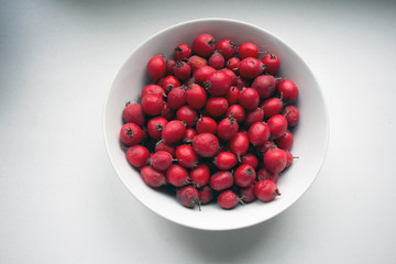 Red cranberries in a plate