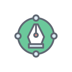 Bezier Tool Vector Colour With Line Icon Illustration