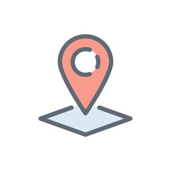 Map Pin Vector Colour With Line Icon Illustration