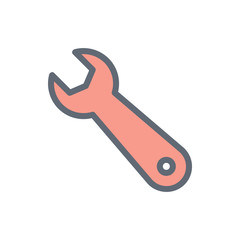 Wrench Vector Colour With Line Icon Illustration