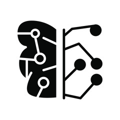 artificial intelligence icon , business template logo design emblem isolated illustration , IQ circuit connection network , outline solid background white