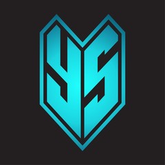 YS Logo monogram with emblem line style isolated on blue gradient colors