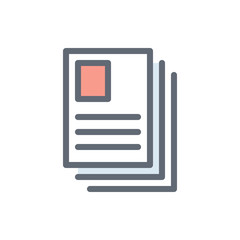 Document Vector Colour With Line Icon Illustration