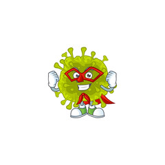 A picture of coronavirus spread dressed as a Super hero cartoon character