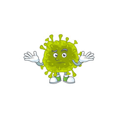 A picture of smirking coronavirus spread cartoon character design style