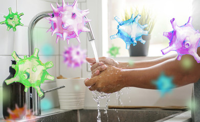 Concept of Killing Germs by Washing Hand