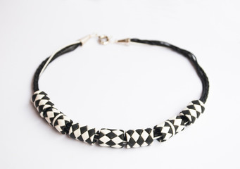 Black and white geometric necklace. Handmade fashion jewelry.