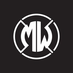 MW Logo monogram with four part circle slash rounded design template