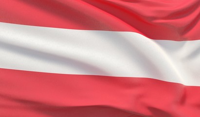 Waving national flag of Austria. Waved highly detailed close-up 3D render.